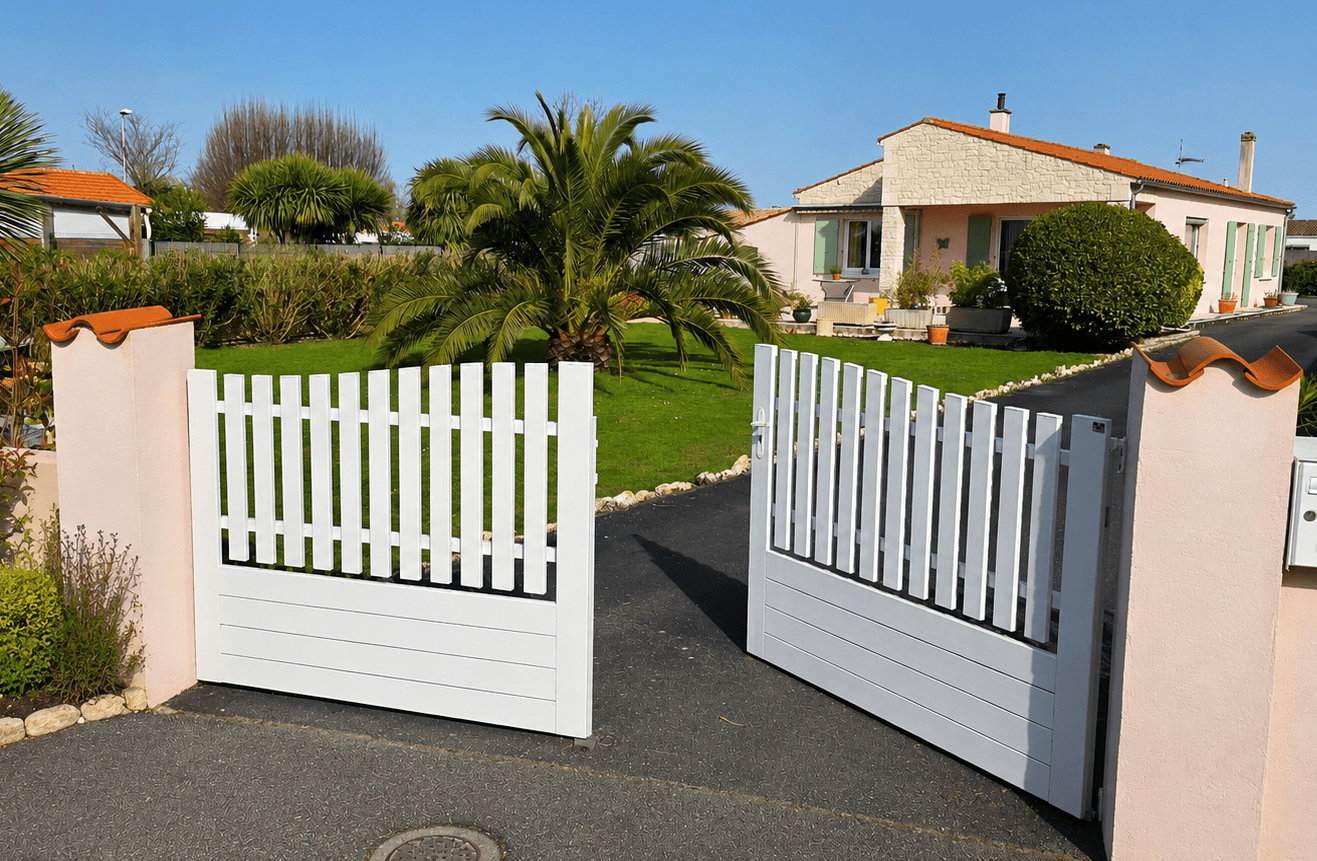 portail PVC blanc - Fabrication française - Collection Fybolia - UNIV'R Fenêtres et Portails